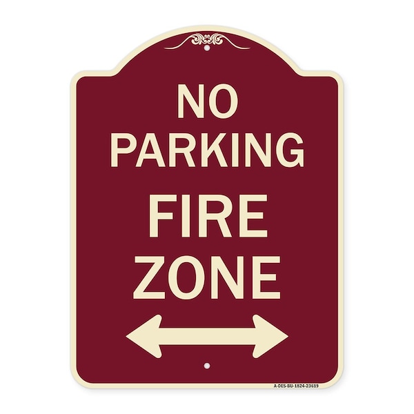 Signmission No Parking Fire Zone W/ Bidirectional Arrow Heavy-Gauge Aluminum Sign, 24" x 18", BU-1824-23619 A-DES-BU-1824-23619 - main